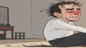 an ai generated image of a man depressed from excessive hair fall